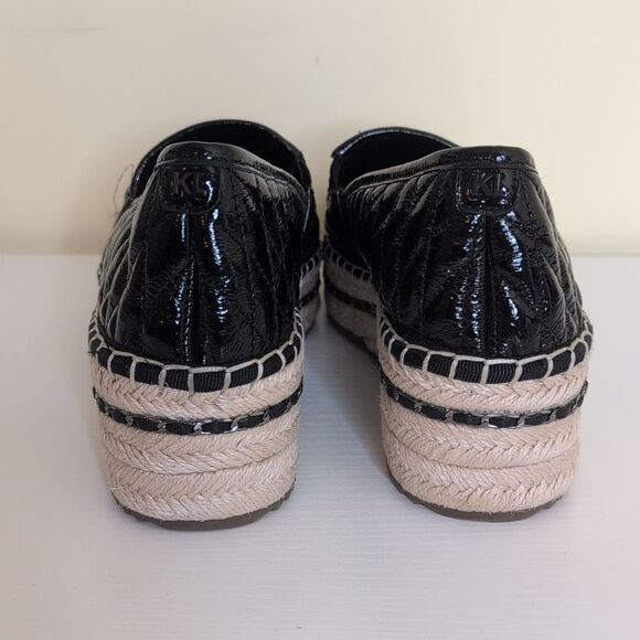 Karl Lagerfeld Paris Size 11 Desta Logo Black Puffy Quilted Platform Espadrilles - Picture 4 of 15